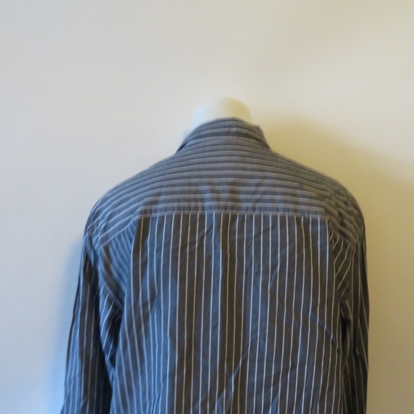 MENS ARMANI JEANS GREY WHITE PINSTRIPE BUTTON DOWN SHIRT US/L* - Picture 7 of 8
